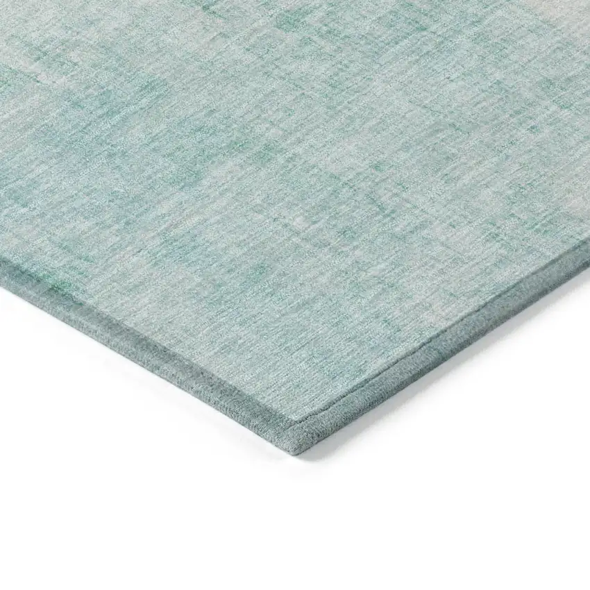Teal Blue And Wheat Abstract Washable Indoor Outdoor Area Rug Photo 9