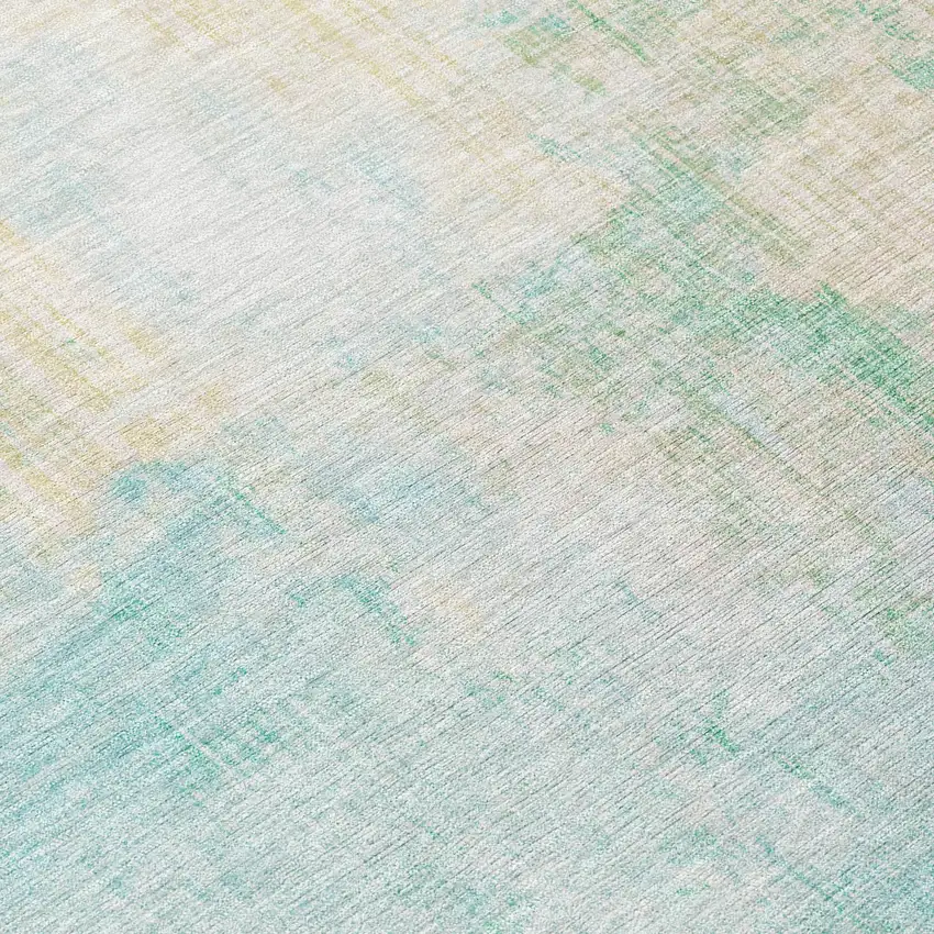 Teal Blue And Wheat Abstract Washable Indoor Outdoor Area Rug Photo 8