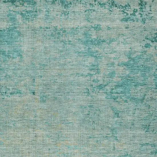Teal Blue And Wheat Abstract Washable Indoor Outdoor Area Rug Photo 3