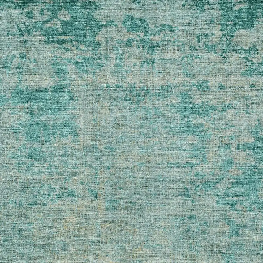 Teal Blue And Wheat Abstract Washable Indoor Outdoor Area Rug Photo 3