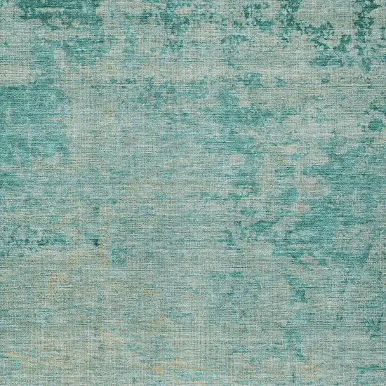 Teal Blue And Wheat Abstract Washable Indoor Outdoor Area Rug Photo 6