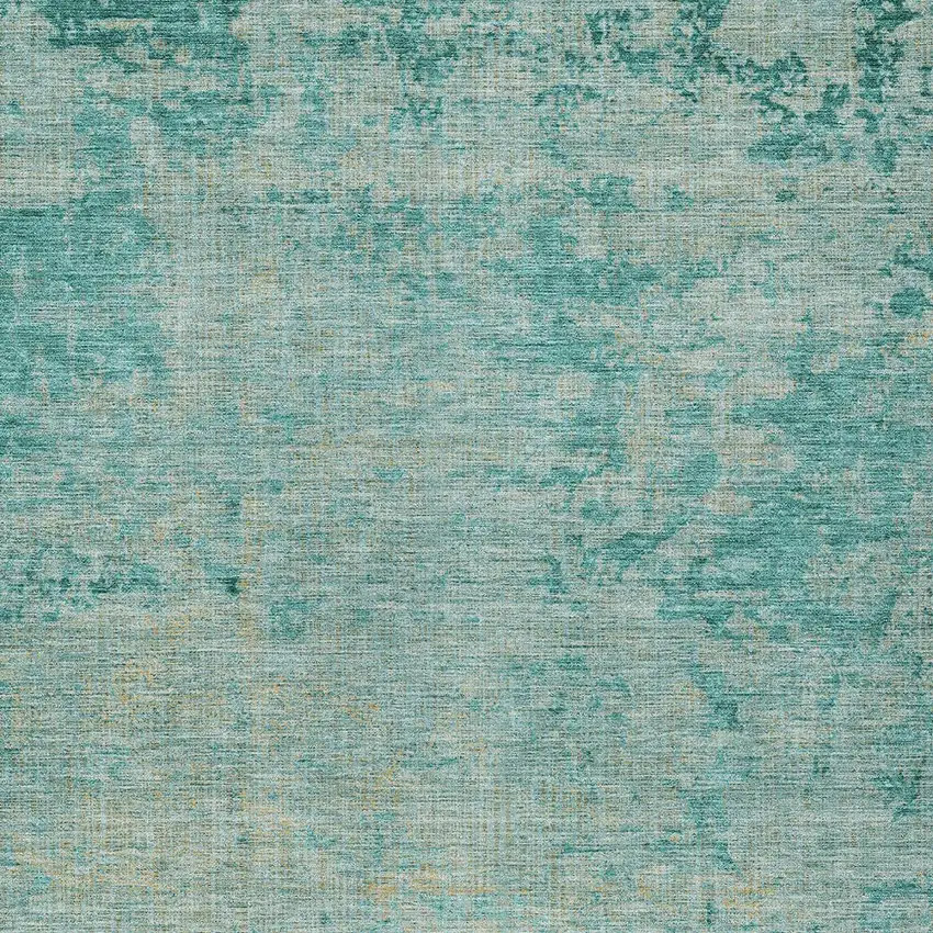 Teal Blue And Wheat Abstract Washable Indoor Outdoor Area Rug Photo 6