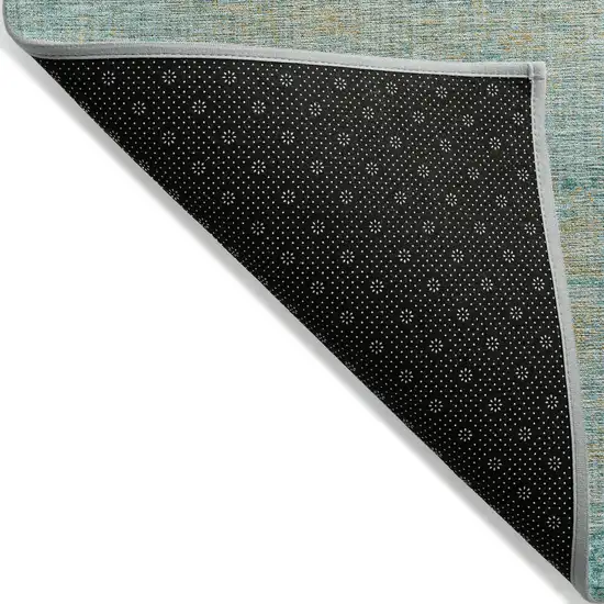 Teal Blue And Wheat Abstract Washable Indoor Outdoor Area Rug Photo 8