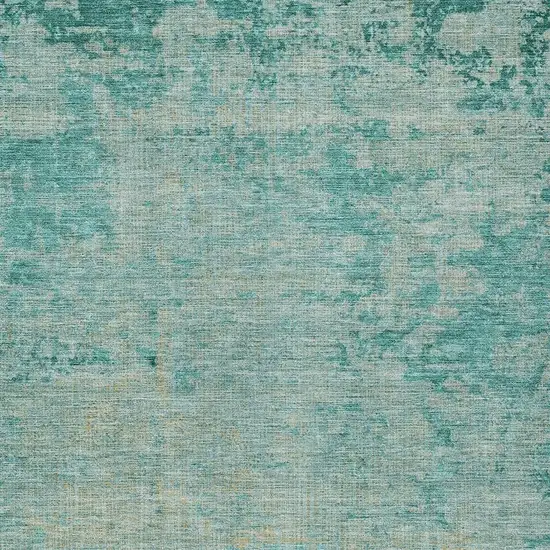 Teal Blue And Wheat Abstract Washable Indoor Outdoor Area Rug Photo 3