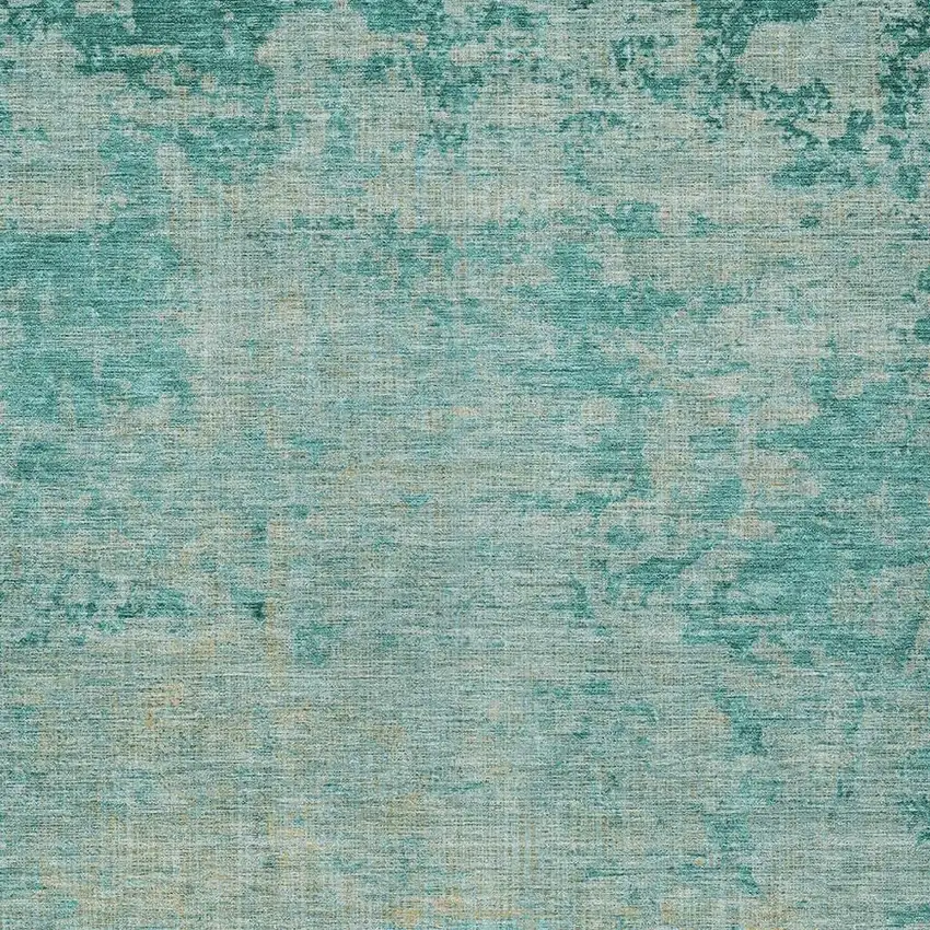 Teal Blue And Wheat Abstract Washable Indoor Outdoor Area Rug Photo 3