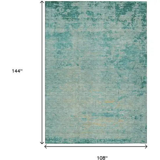 Teal Blue And Wheat Abstract Washable Indoor Outdoor Area Rug Photo 9
