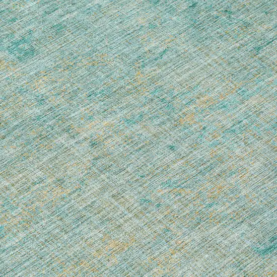 Teal Blue And Wheat Abstract Washable Indoor Outdoor Area Rug Photo 8