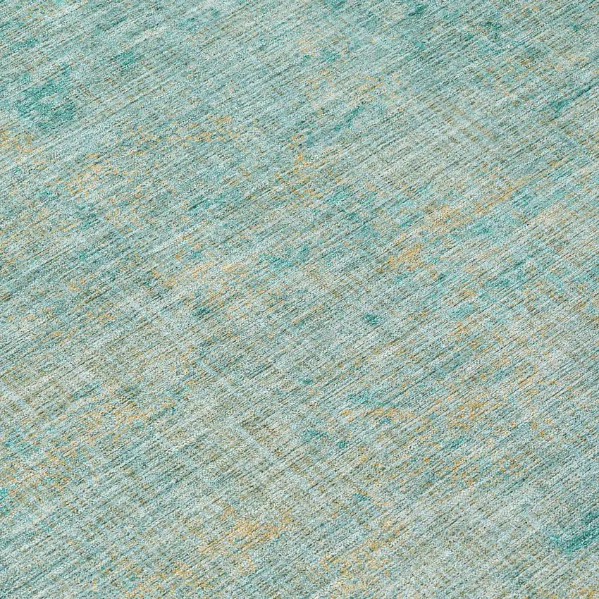 Teal Blue And Wheat Abstract Washable Indoor Outdoor Area Rug Photo 8