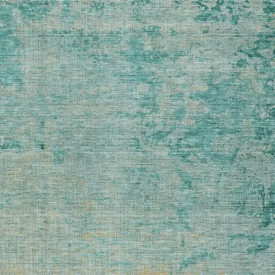 Teal Blue And Wheat Abstract Washable Indoor Outdoor Area Rug Photo 6
