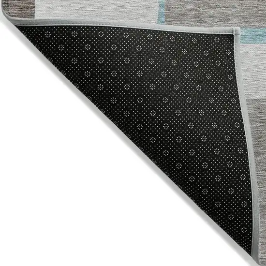 Teal Blue Aqua And Beige Abstract Washable Indoor Outdoor Area Rug Photo 2