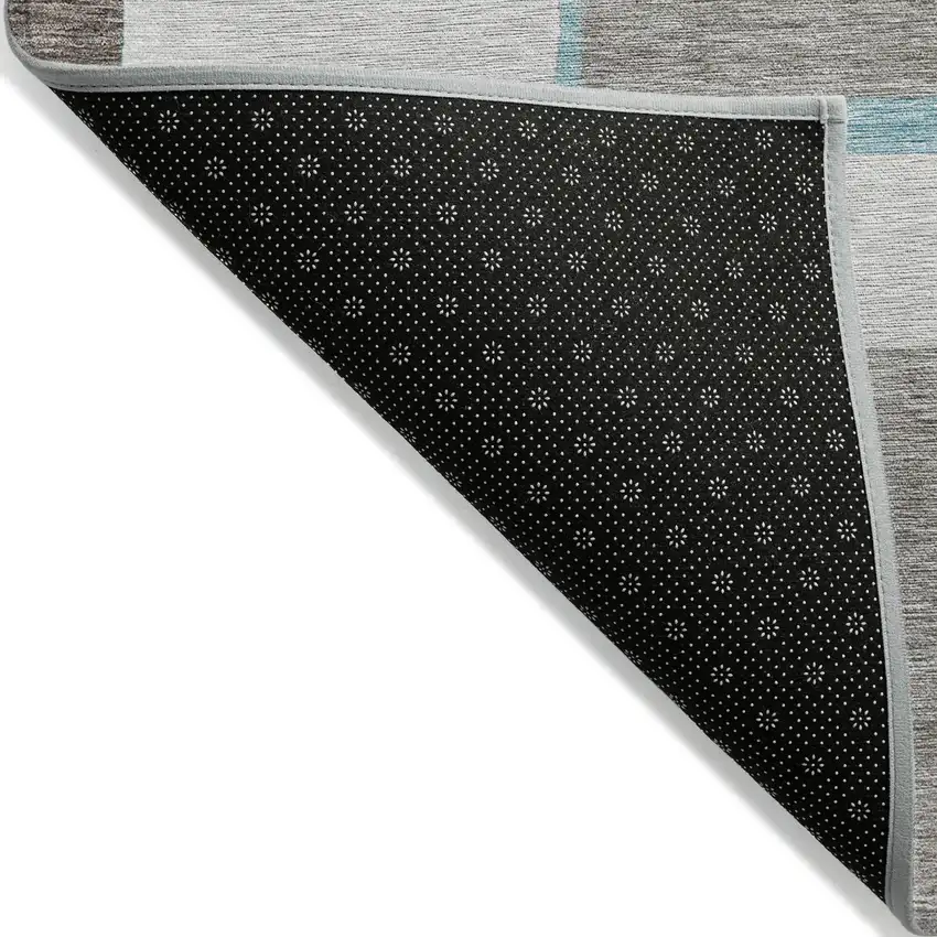 Teal Blue Aqua And Beige Abstract Washable Indoor Outdoor Area Rug Photo 2