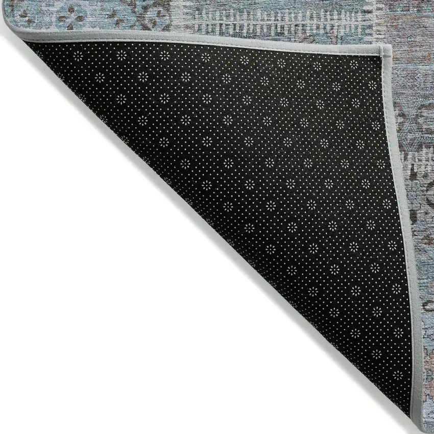 Teal Blue Aqua And Beige Patchwork Washable Indoor Outdoor Area Rug Photo 2