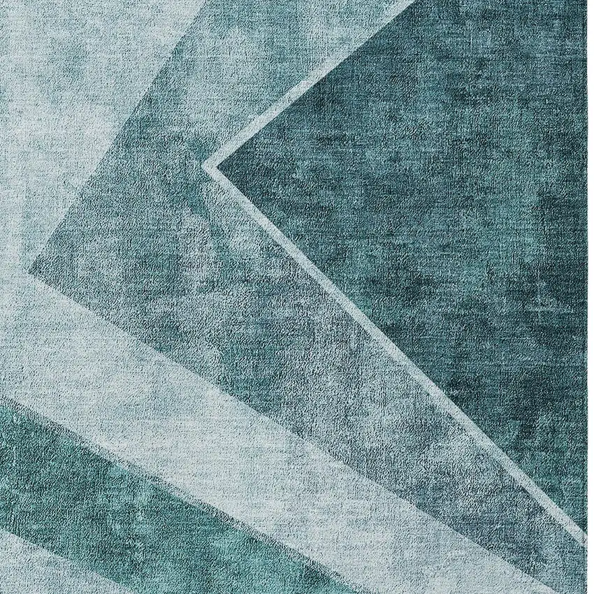 Teal Blue Aqua And Blue Geometric Washable Indoor Outdoor Area Rug Photo 6