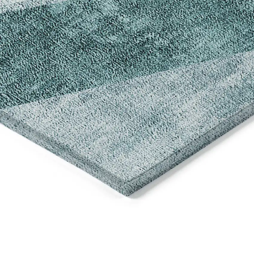 Teal Blue Aqua And Blue Geometric Washable Indoor Outdoor Area Rug Photo 4