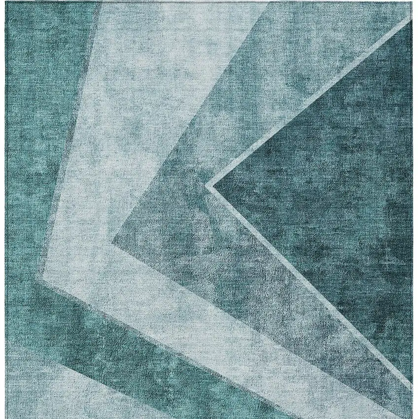 Teal Blue Aqua And Blue Geometric Washable Indoor Outdoor Area Rug Photo 8