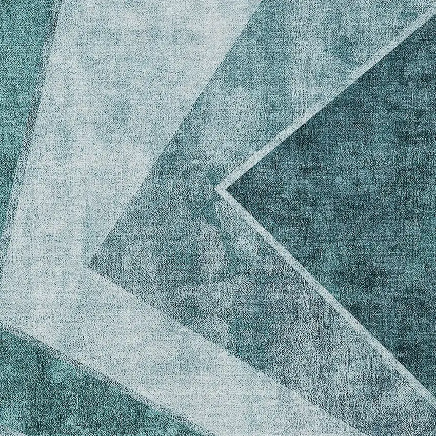 Teal Blue Aqua And Blue Geometric Washable Indoor Outdoor Area Rug Photo 7