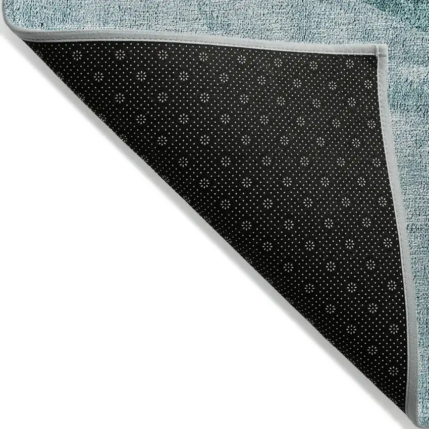Teal Blue Aqua And Blue Geometric Washable Indoor Outdoor Area Rug Photo 4