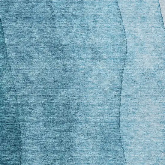 Teal Blue Aqua And Blue Ombre Washable Indoor Outdoor Area Rug Photo 5