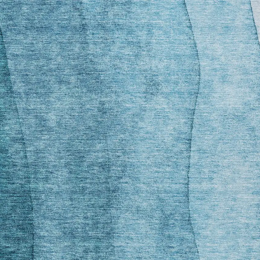 Teal Blue Aqua And Blue Ombre Washable Indoor Outdoor Area Rug Photo 5