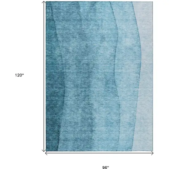 Teal Blue Aqua And Blue Ombre Washable Indoor Outdoor Area Rug Photo 3