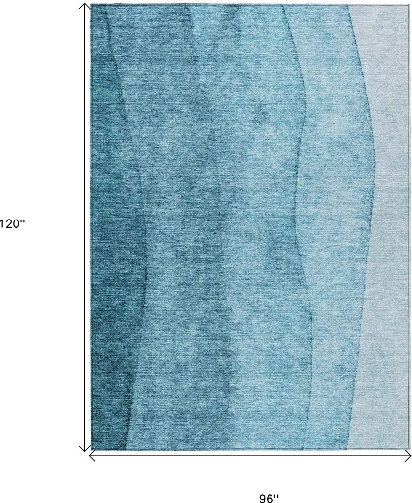 Teal Blue Aqua And Blue Ombre Washable Indoor Outdoor Area Rug Photo 3