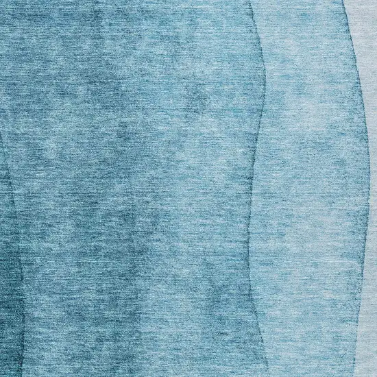 Teal Blue Aqua And Blue Ombre Washable Indoor Outdoor Area Rug Photo 5