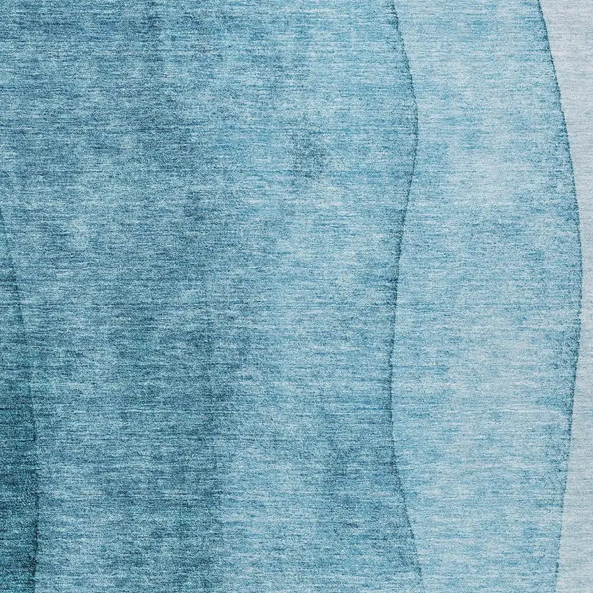 Teal Blue Aqua And Blue Ombre Washable Indoor Outdoor Area Rug Photo 5