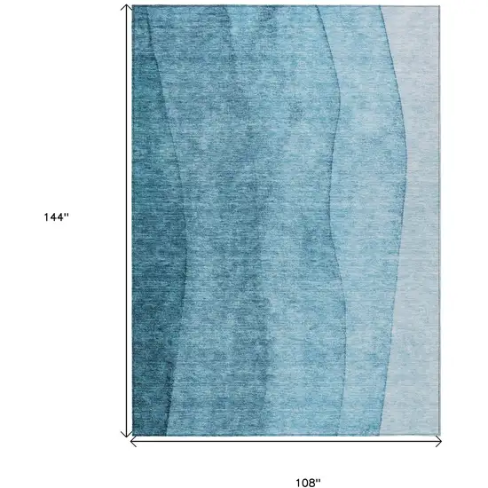 Teal Blue Aqua And Blue Ombre Washable Indoor Outdoor Area Rug Photo 3