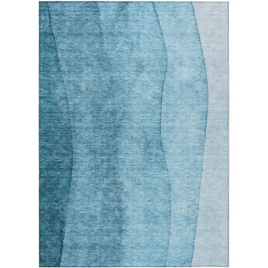 Teal Blue Aqua And Blue Ombre Washable Indoor Outdoor Area Rug Photo 2