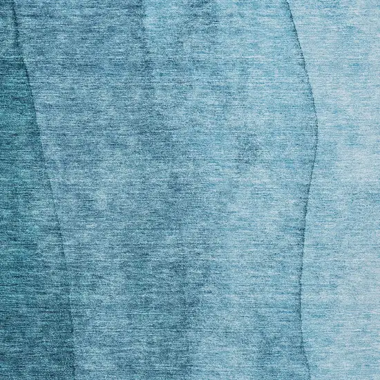 Teal Blue Aqua And Blue Ombre Washable Indoor Outdoor Area Rug Photo 5