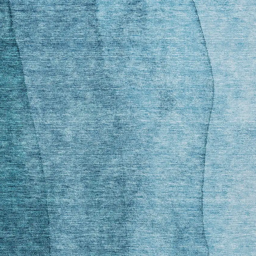 Teal Blue Aqua And Blue Ombre Washable Indoor Outdoor Area Rug Photo 5