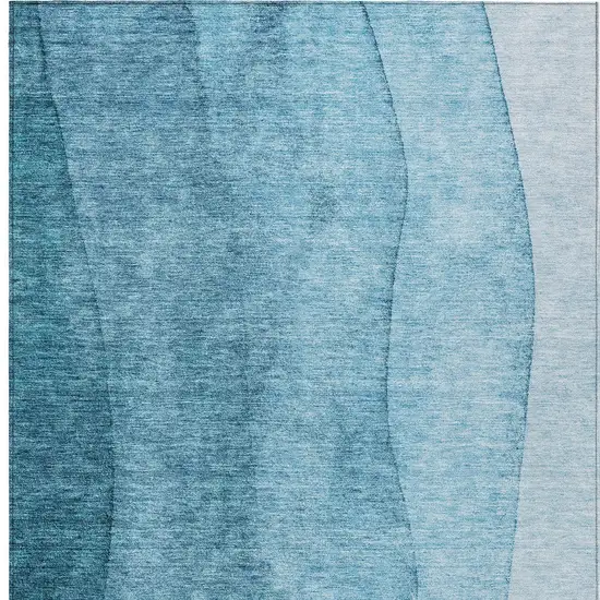Teal Blue Aqua And Blue Ombre Washable Indoor Outdoor Area Rug Photo 5