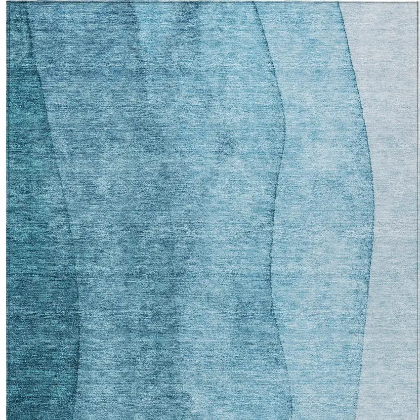 Teal Blue Aqua And Blue Ombre Washable Indoor Outdoor Area Rug Photo 5