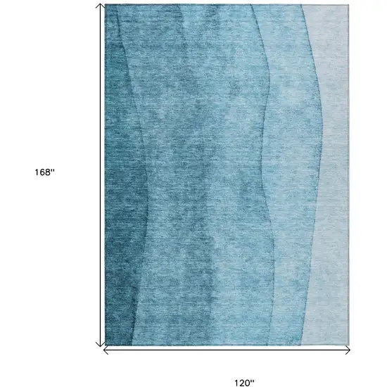 Teal Blue Aqua And Blue Ombre Washable Indoor Outdoor Area Rug Photo 3