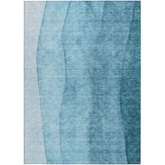 Teal Blue Aqua And Blue Ombre Washable Indoor Outdoor Area Rug Photo 6