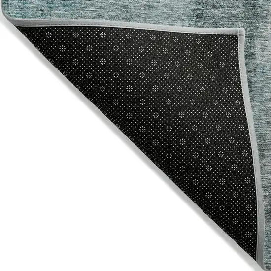Teal Blue Aqua And Charcoal Abstract Washable Indoor Outdoor Area Rug Photo 4