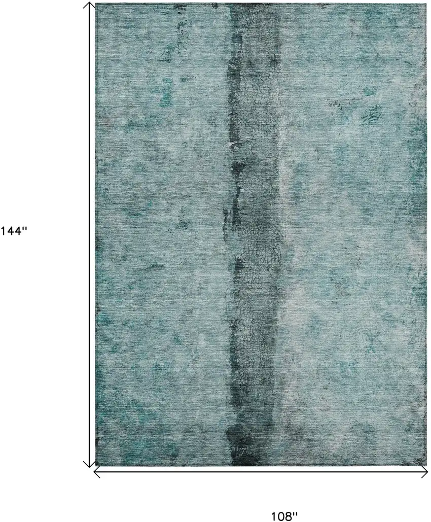 Teal Blue Aqua And Charcoal Abstract Washable Indoor Outdoor Area Rug Photo 3