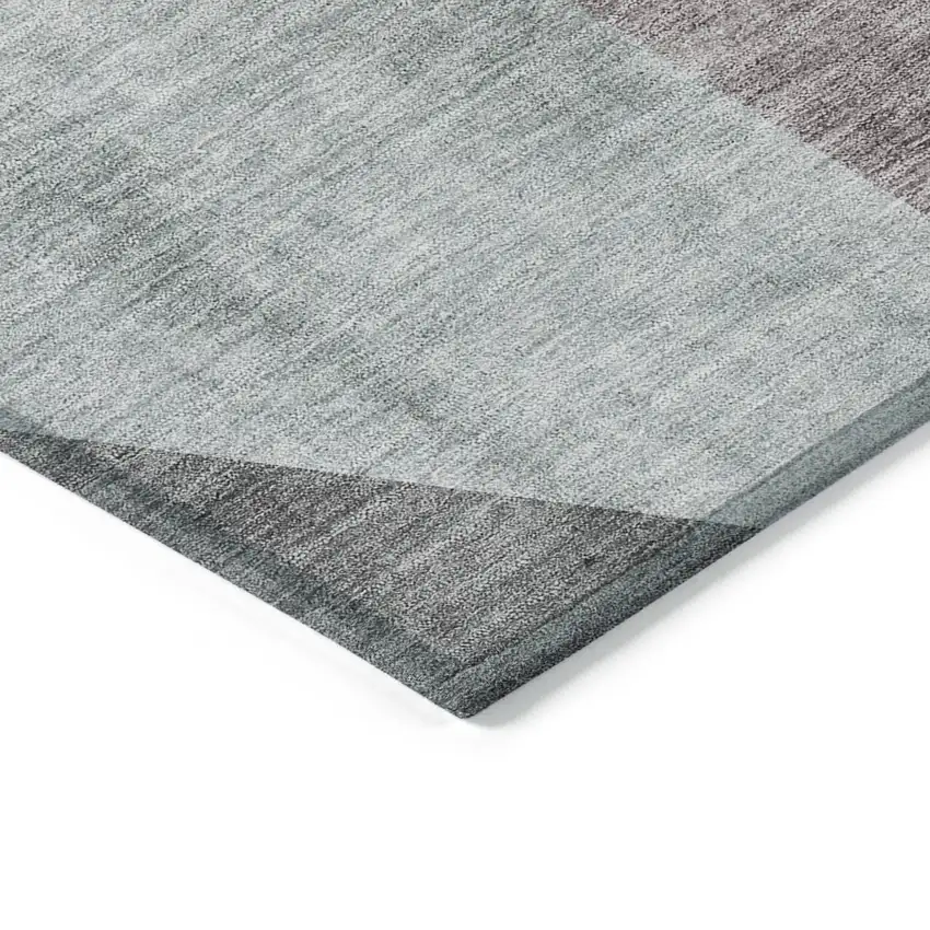 Teal Blue Aqua And Charcoal Abstract Washable Indoor Outdoor Area Rug Photo 3