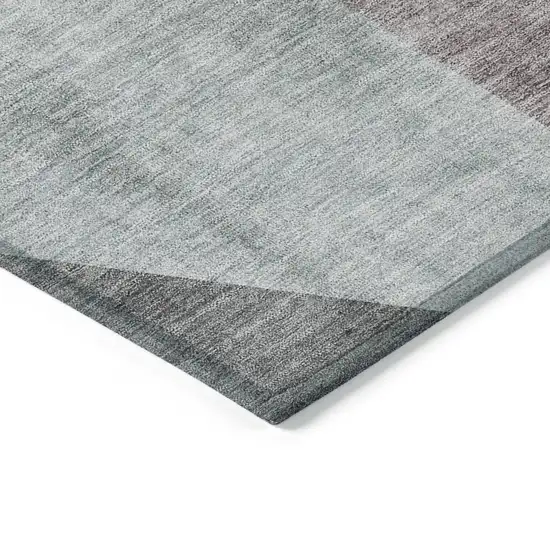 Teal Blue Aqua And Charcoal Abstract Washable Indoor Outdoor Area Rug Photo 3