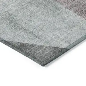 Photo of Teal Blue Aqua And Charcoal Abstract Washable Indoor Outdoor Area Rug