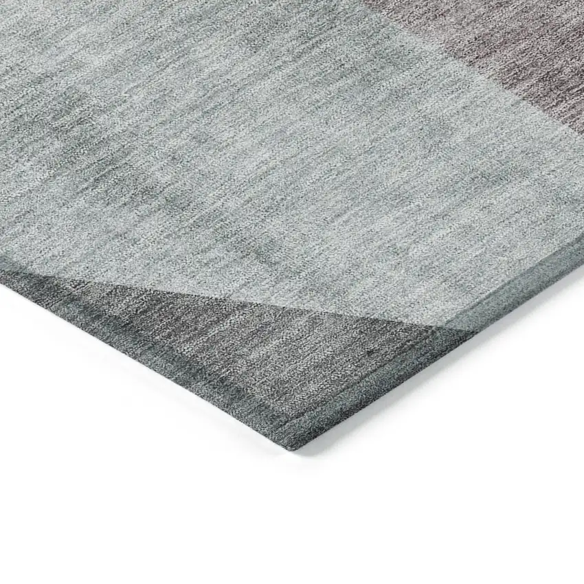 Teal Blue Aqua And Charcoal Abstract Washable Indoor Outdoor Area Rug Photo 3