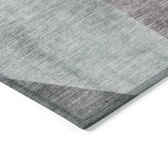 Teal Blue Aqua And Charcoal Abstract Washable Indoor Outdoor Area Rug Photo 3