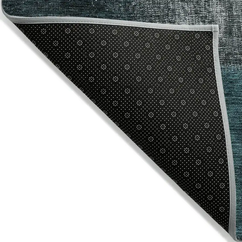Teal Blue Aqua And Charcoal Patchwork Washable Indoor Outdoor Area Rug Photo 4