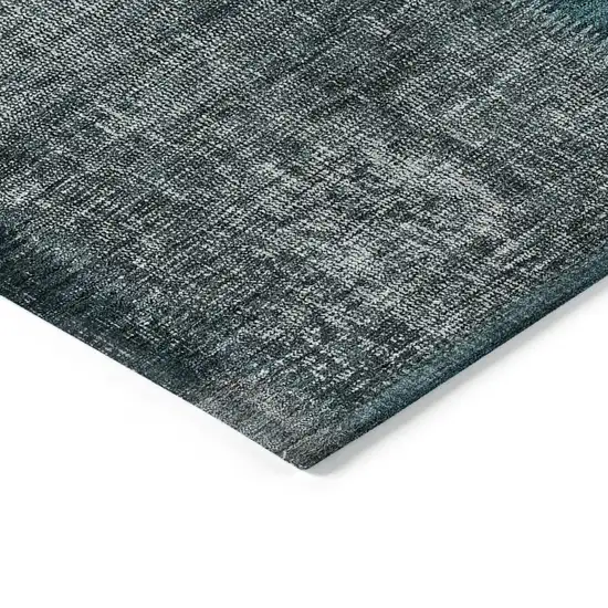 Teal Blue Aqua And Charcoal Patchwork Washable Indoor Outdoor Area Rug Photo 4