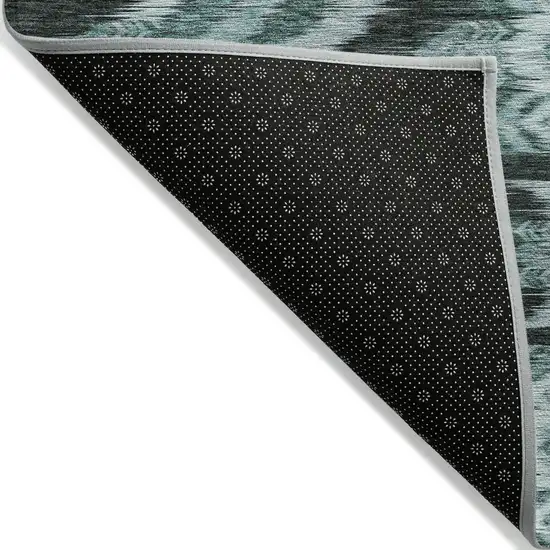 Teal Blue Aqua And Charcoal Southwestern Washable Indoor Outdoor Area Rug Photo 4