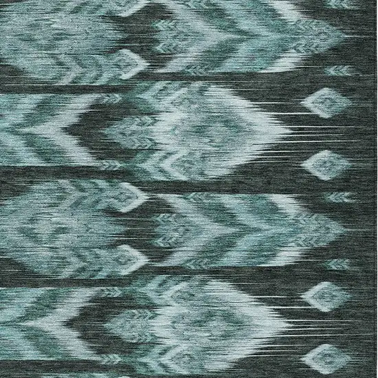 Teal Blue Aqua And Charcoal Southwestern Washable Indoor Outdoor Area Rug Photo 6