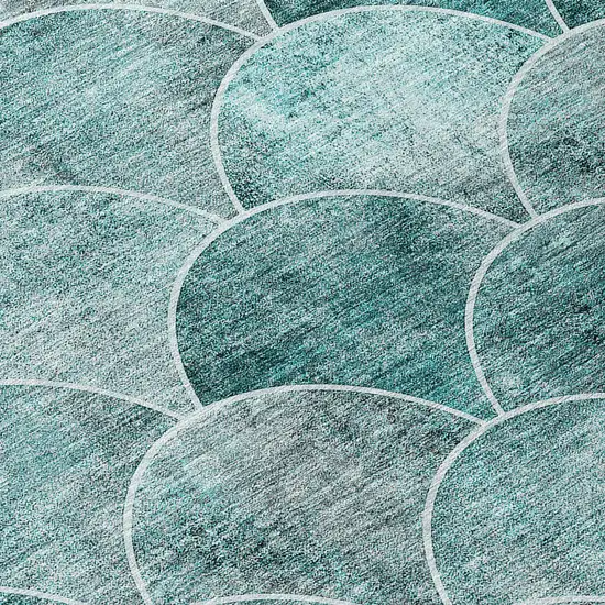 Teal Blue Aqua And Gray Abstract Washable Indoor Outdoor Area Rug Photo 9