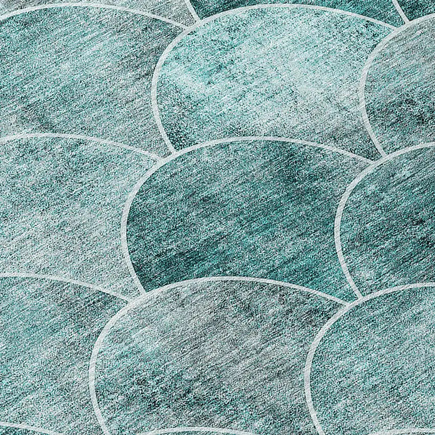 Teal Blue Aqua And Gray Abstract Washable Indoor Outdoor Area Rug Photo 9