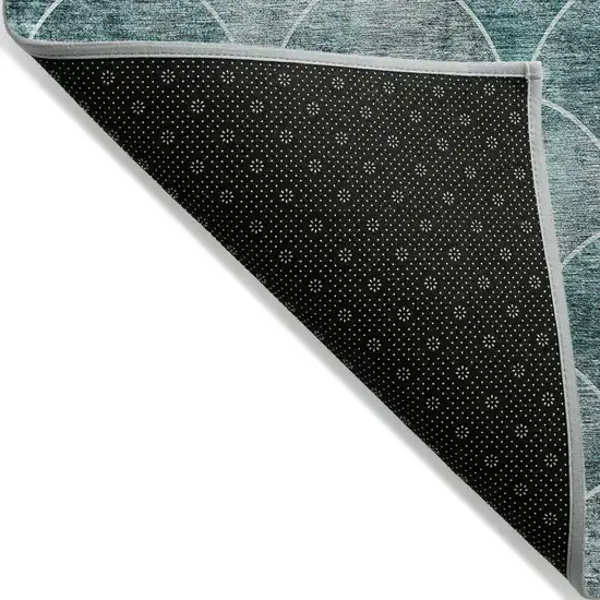 Teal Blue Aqua And Gray Abstract Washable Indoor Outdoor Area Rug Photo 4