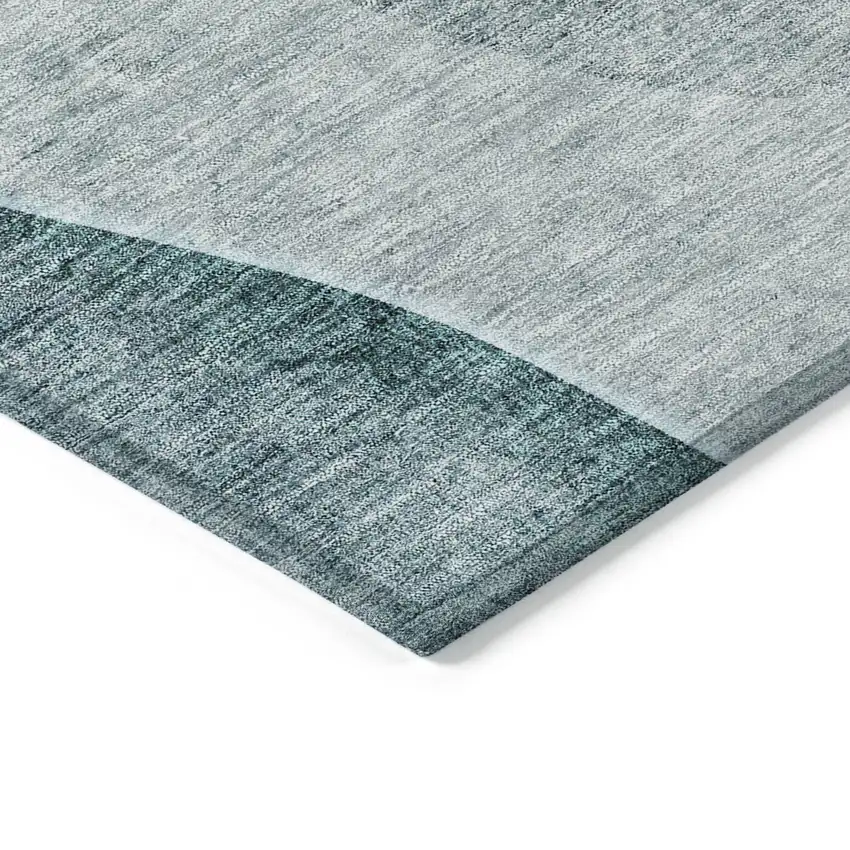 Teal Blue Aqua And Gray Abstract Washable Indoor Outdoor Area Rug Photo 3
